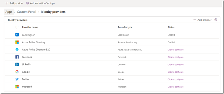 Setting up default authentication provider in PowerApps/ Dynamics 365 ...