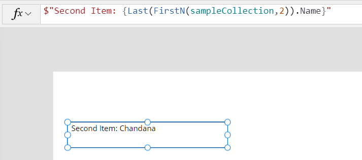 How to get an item from an array, collection or table by index in Power Apps canvas app