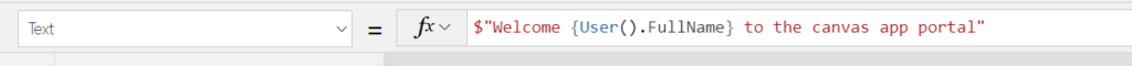 Concatenate string expressions in PowerApps Canvas apps using $ operator