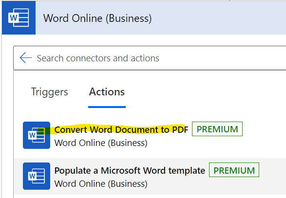 Convert Word document to PDF using Power Automate flows